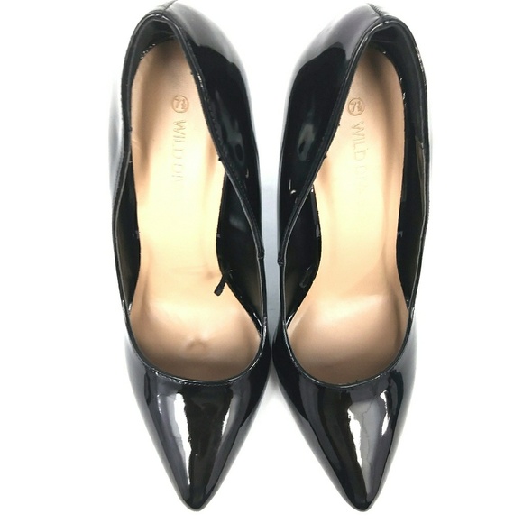 Black Faux Patent Leather Stilettos - Picture 3 of 4